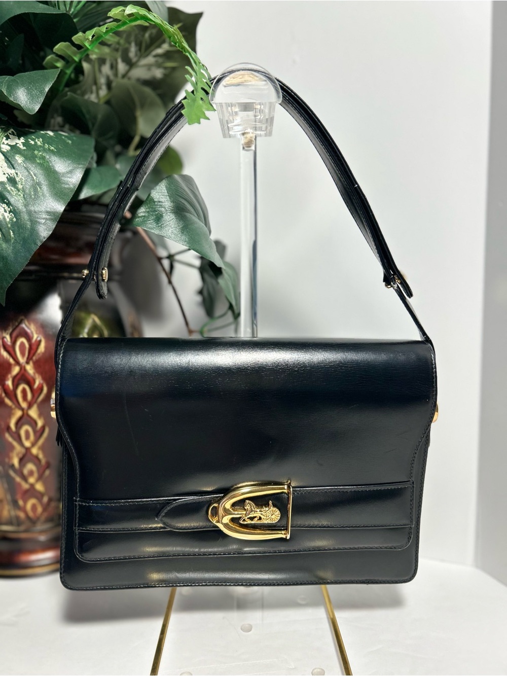 ✨🖤 Vintage Celine Horse Carriage Shoulder Bag | Black Leather | COA Included 🖤✨